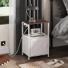 GALAXHERO Farmhouse End Table with Charging Station, Bedside Table with Open Shelf and Cabinet, Small Nightstand for Bedroom or Living Room - 4 of 4
