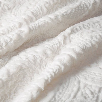 Ivory Full Faux Fur Reversible Comforter Set