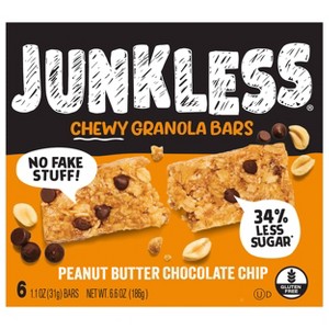 JUNKLESS Peanut Butter Chocolate Chip Chewy Granola Bars - 6.6oz/6ct - 1 of 4