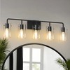 DORESshop 34 in. 5-Light Black Metal Vanity Light with Clear Glass Shade Bathroom Fixture for Modern Farmhouse Style Spaces - 2 of 4