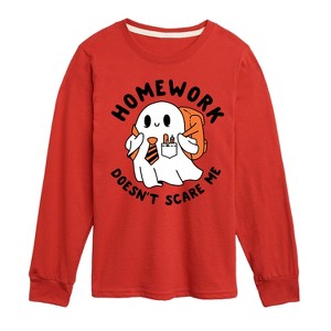 Boys' - Instant Message - Homework Ghost Long Sleeve Graphic T-Shirt - 1 of 4