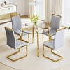 Okak 42IN Stylish Tempered Glass Dining Table, Kitchen Table with Gold Metal Legs, Round Table for Living Room, Dining Room, Kitchen, Gold - 3 of 4