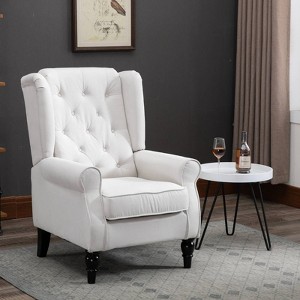 CAVINAS Tufted Accent Chair with High Backrest and Wood Legs,Modern Upholstered Living Room Chairs,Reading Chairs for Living Room - 1 of 4