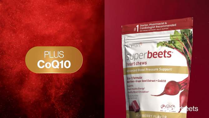 SuperBeets Advanced Heart Chews with COQ10 - Acai Berry - 60ct, 2 of 13, play video