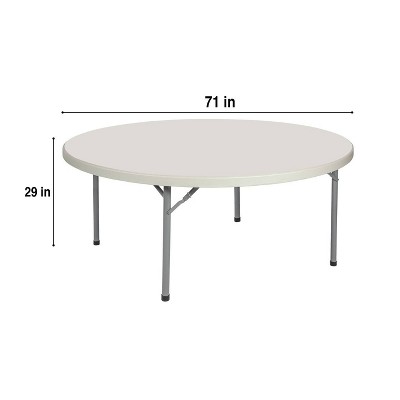 Baldwin 71" Round Folding Table in Gray with Metal Legs