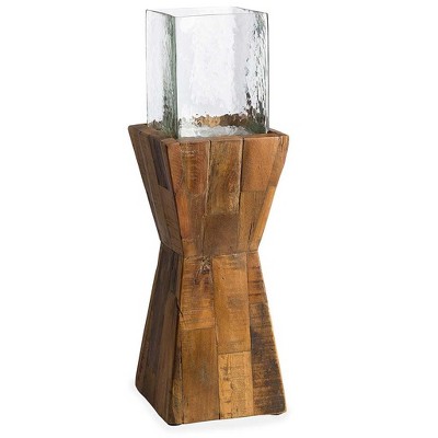 VivaTerra Mosaic Wood Base Hurricane, Short