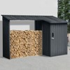NicBex 8.86x5 Ft Outdoor Storage Shed with Lockable Door,Firewood Rack for Backyard Garden Patio Porch,Black - 2 of 4