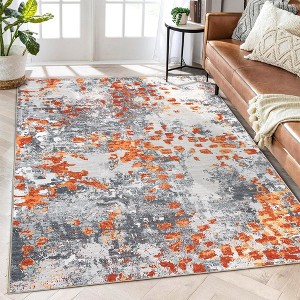 Modern Abstract Rug Machine Washable Throw Rug Boho Chic Abstract Watercolor Design Area Rug - 1 of 4