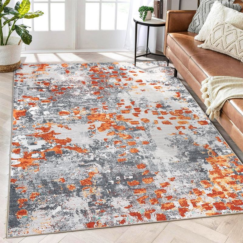 Modern Abstract Rug Machine Washable Throw Rug Boho Chic Abstract Watercolor Design Area Rug, 1 of 9