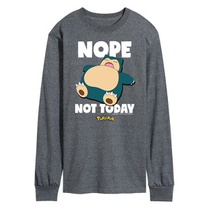 Men's - Pokémon - Nope Not Today Snorlax Long Sleeve Graphic T-Shirt - 1 of 4