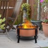 Outsunny 30 Inch Outdoor Fire Pits, Copper-Colored Round Basin Fire Pit, Wood Burning Firepit Bowl with Log Grate, Poker, & Mesh Screen for Embers - 3 of 4