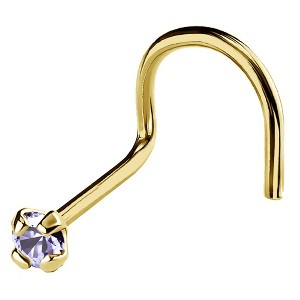 Jewelry Avalanche 22G 14K Gold Nose Screw Nose Stud with Tanzanite Gemstone - 1 of 2