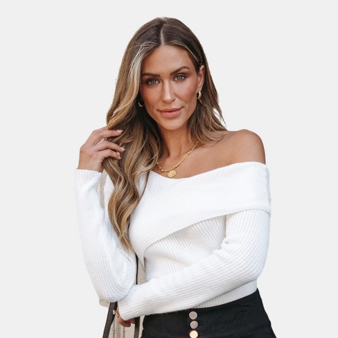 One shoulder shop sweater white