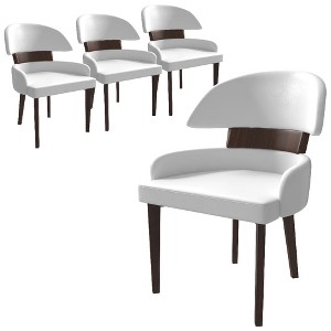 LeisureMod Ethos Leather Dining Chair – Upholstered Mid-Century Modern Accent Chair with Rubberwood Legs for Kitchen, Dining Room, or Office Set of 4 - 1 of 4