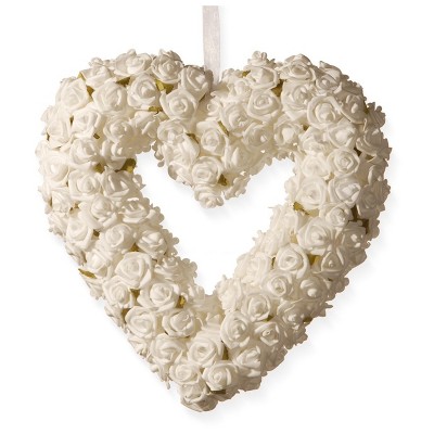 9.5" Cream Rose Heart - National Tree Company