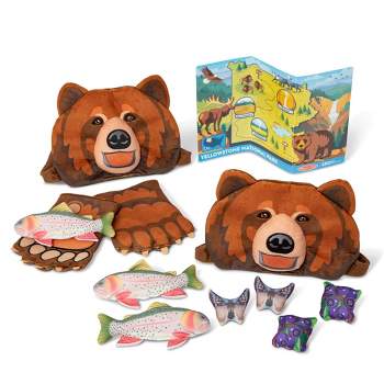 Melissa & Doug Yellowstone National Park Grizzly Bear Games and Pretend Play Set with Plush Bear Heads and Bear Paw Gloves
