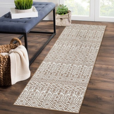 Washable Vintage Printed Rug Non Slip Low Pile Rug Soft Throw Floor Cover Foldable Indoor Carpet for Living Room Bedroom Playroom Nursery