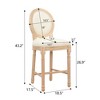 DSVIMOY Counter and Bar Stool French Country Wooden Barstools with Soft Upholstered Seating for Kitchen, Beige, 43.7"*11.8"*17.7" - 3 of 4