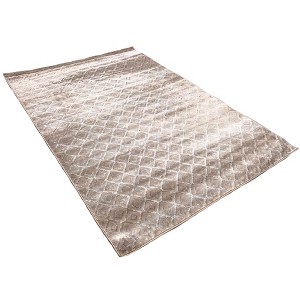 Home Mart Goods Dark Beige Geometric Diamonds Silky Glam Contemporary Area Rug - 5x7 Feet - 1 of 4