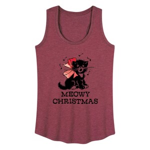 Women's - Instant Message - Christmas Vintage Meowy Christmas Kitty Graphic Racerback Tank - 1 of 4