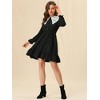 Allegra K Women's Vintage Ruffle Hem A-Line Crochet Puritan Collar Dress - 3 of 4