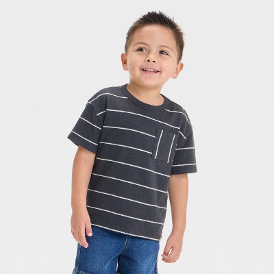 Image of Toddler Boys' Short Sleeve Striped T-Shirt - Cat & Jack™ Light Red/Basin Blue 2T