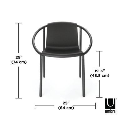ErgoStack Black Metal and Wood Composite Outdoor Lounge Chair