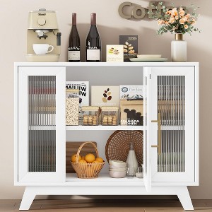 Buffet Cabinet, 36" Sideboard Buffet Storage Cabinet with Adjustable Shelves and Fluted Glass Door - 1 of 4