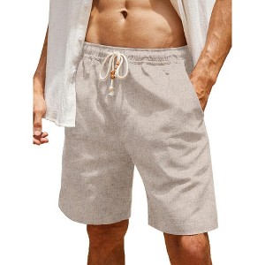 COOFANDY Men's Linen Shorts Casual Elastic Waist Drawstring Summer Beach Shorts - 1 of 4