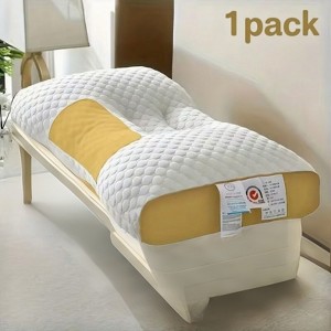 FONTOI 1 Pack Bed Pillow with Removable Cover, All-Season Comfort, Perfect for Home, Hotel, Bed, Yellow&White, 5.5"*5.5"*17" - 1 of 4