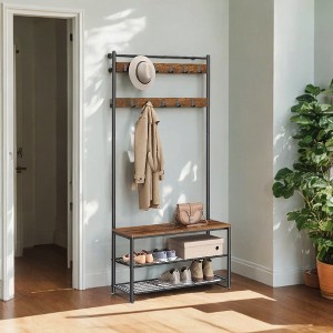 Coat Rack, Hall Tree with Shoe Storage Bench, Entryway Bench with Shoe Storage, 3-in-1, Steel Frame, for Entryway - 1 of 4