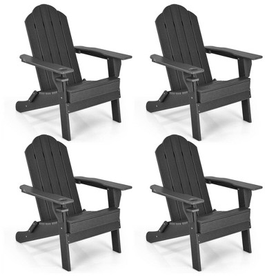 Tangkula 4PCS Patio Folding Adirondack Chair Weather Resistant Cup Holder Yard