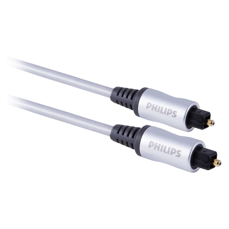 Philips 6' Elite Toslink Digital Fiber Optic Cable with 2 Mini Adapters - Gray, 3 of 8
