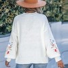 Women's White Floral Embroidered Long Sleeve Sweater - Cupshe - 3 of 4