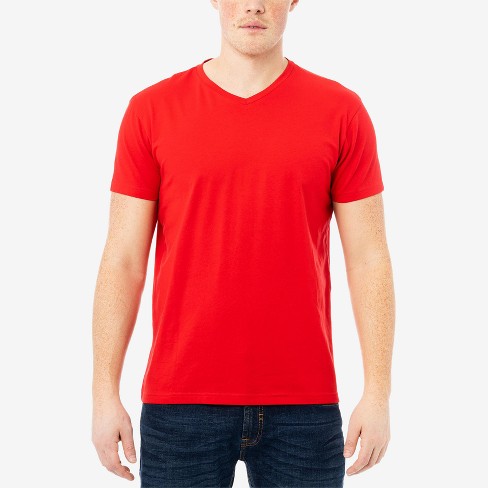 X RAY Men's Basic V-Neck Short Sleeve T-Shirt in RED Size Small