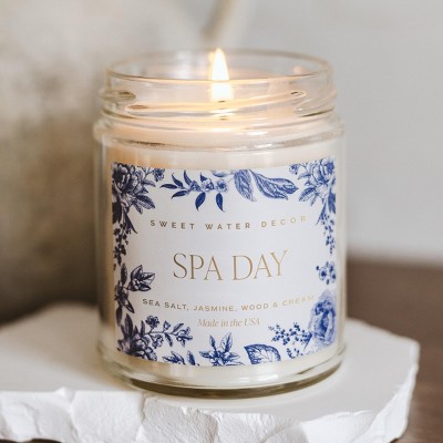 Spa Day Jasmine Scented Soy Candle in Clear Glass Jar