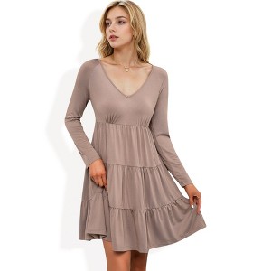 Anna-Kaci Women's Tiered Mini Dress with V-Neckline - 1 of 4