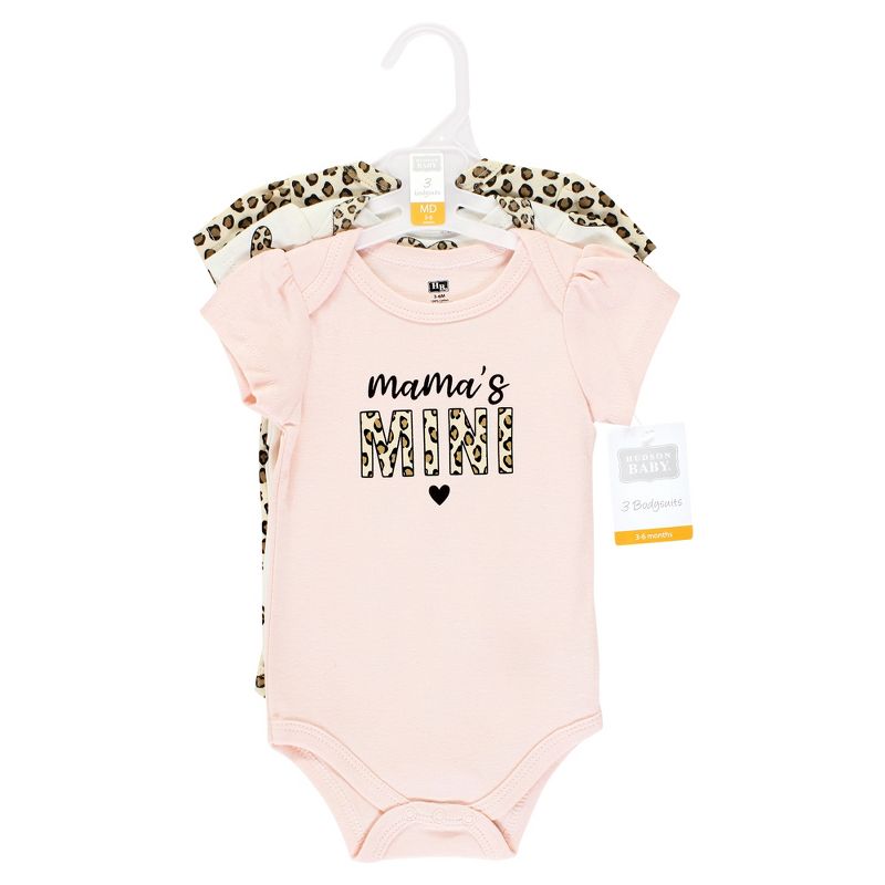 Hudson Baby Infant Girl Cotton Bodysuits, Leopard Hearts, 2 of 6