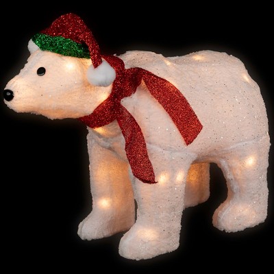 23" Lighted White Glittered Polar Bear Christmas Lawn Decoration