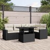 vidaXL 6 Piece Patio Sofa Set with Cushions Black and Cream Poly Rattan - Without Storage - 2 of 4