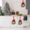 6 Pcs Small Wreaths Real Artificial Cedar Greenery with Berries 9.8 Inch Kitchen Cabinet Xmas Holiday Decoration Front Door - 4 of 4