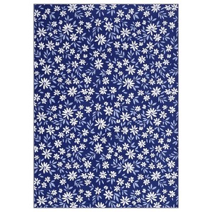 Washable Modern Floral Print Area Rugs for Bedroom Living Room, Soft Non Slip Low Pile Carpet for Home Office - 1 of 4