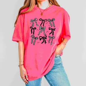 Simply Sage Market Checkered Bows Stacked Garment Dyed Tee - 1 of 4