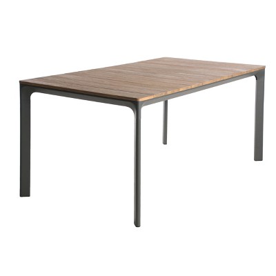 Christopher Knight Home Westcott Outdoor Aluminum and Wood Rectangular Dining Table, Natural/Gray