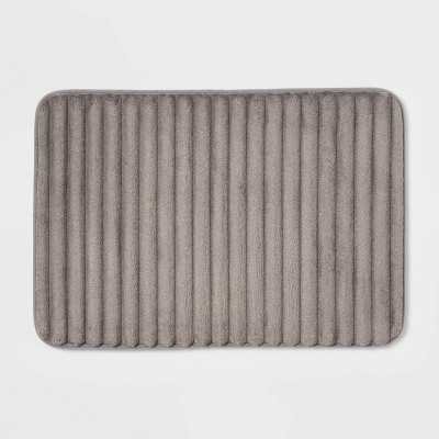 17"x24" Ribbed Cushion Foam Bath Rug Dark Gray - Room Essentials™