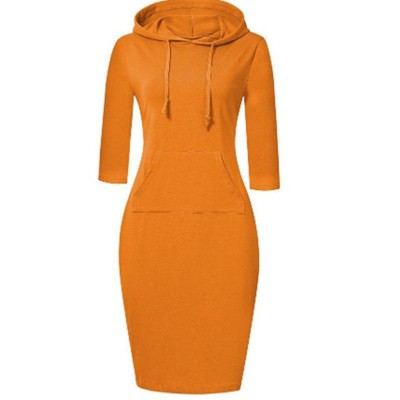 Coolmee Women's Casual Pocket Slim Pullover Maxi Hoodie Dress