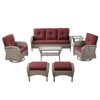 Outdoor 3-Seat Sofa Swivel Chair Table with Ottomans - 3 of 4