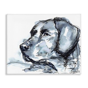 Stupell Industries Monochrome Ink Dog Portrait Abstract Watercolor Detail Canvas Wall Art - 1 of 4