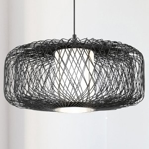 Urban Ambiance Luxury Natural Indoor Pendant,  12''H x 22"W x 22''D,  Black Rattan Finish, UHP4535 - 1 of 4