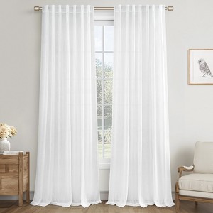 Linen Curtain Rod Pocket Back Tab,Linen Semi Sheer Curtains for Bedroom Set of 2 - 1 of 4
